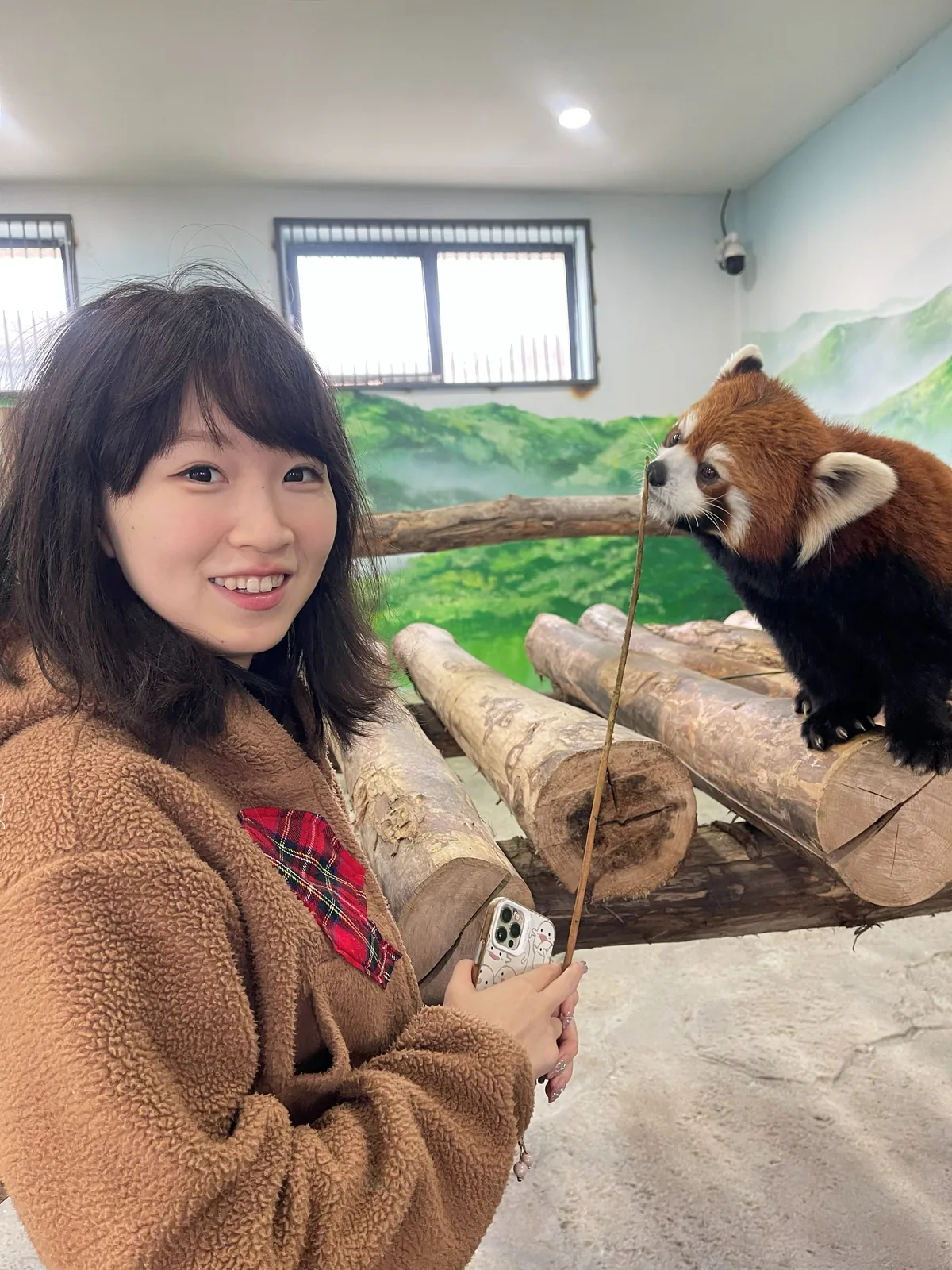 生活照：与小熊猫合影